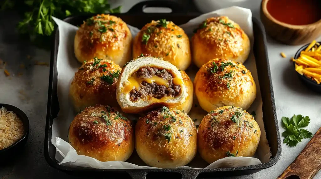 Garlic Parmesan Cheeseburger Bombs