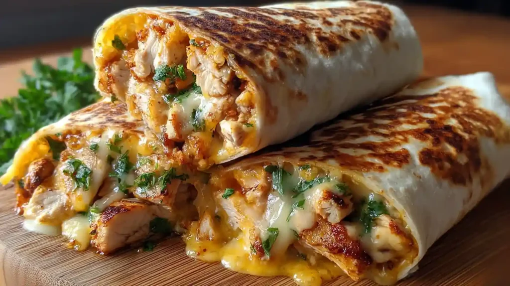 Ooey-Gooey Cheesy Garlic Chicken Wraps You’ll Devour