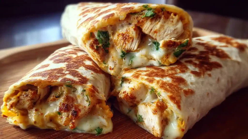 Ooey-Gooey Cheesy Garlic Chicken Wraps You’ll Devour