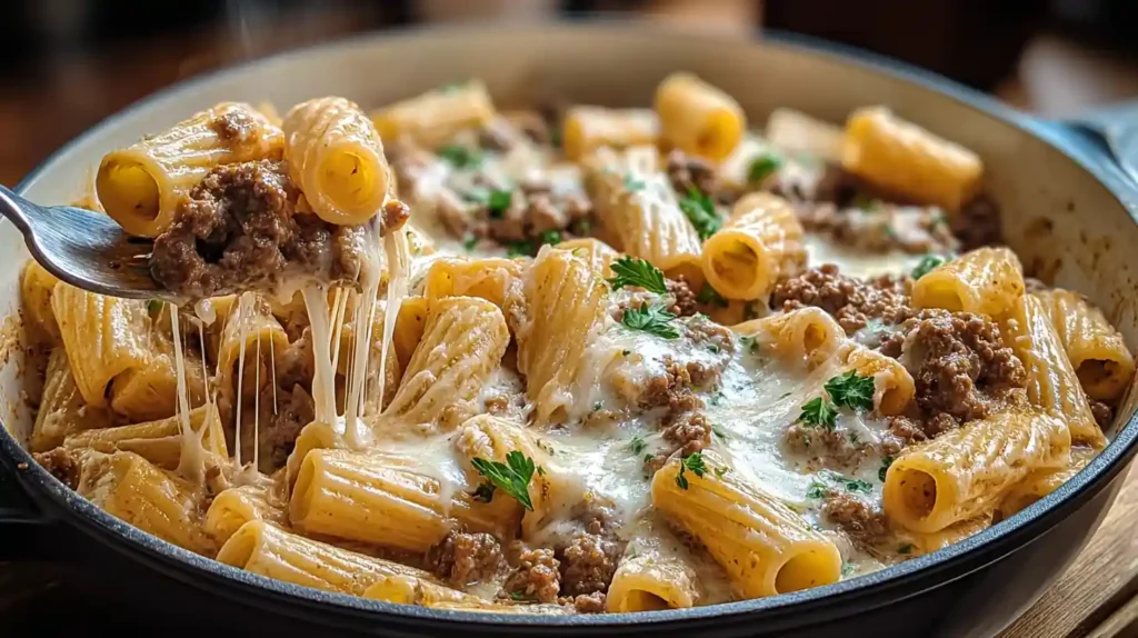 Creamy Parmesan Beef Rigatoni