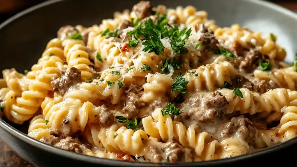 Stovetop Creamy Ground Beef Pasta