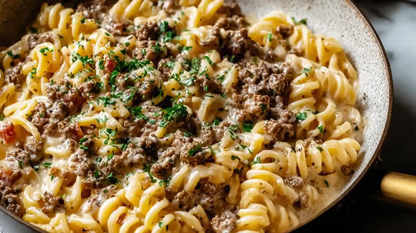 Stovetop Creamy Ground Beef Pasta