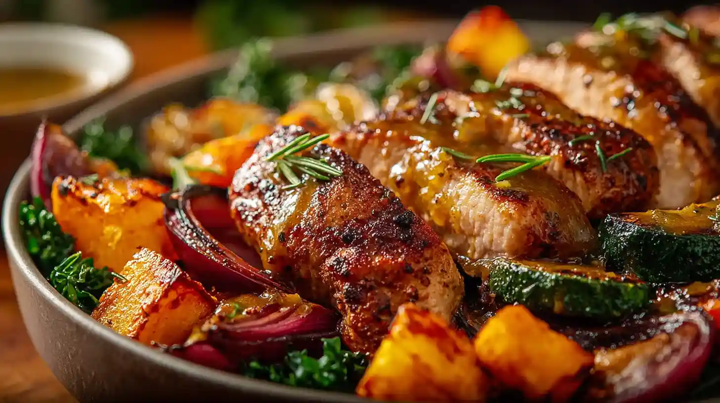 Maple Dijon Chicken & Roasted Sweet Potato Bowls