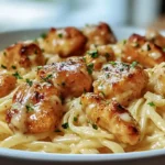 Garlic Butter Chicken Bites with Savory Creamy Parmesan Pasta