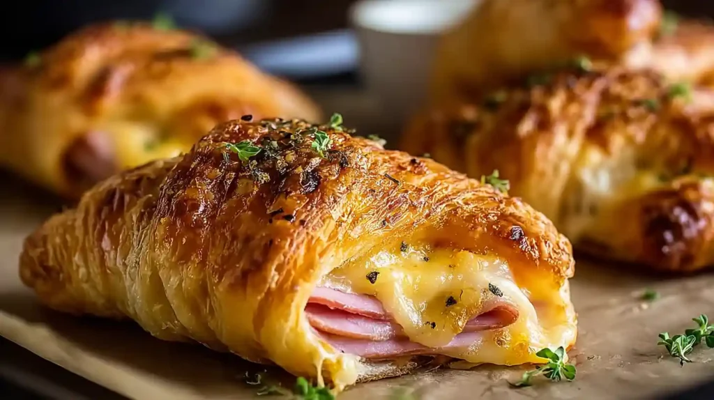 Baked Ham and Cheese Croissants