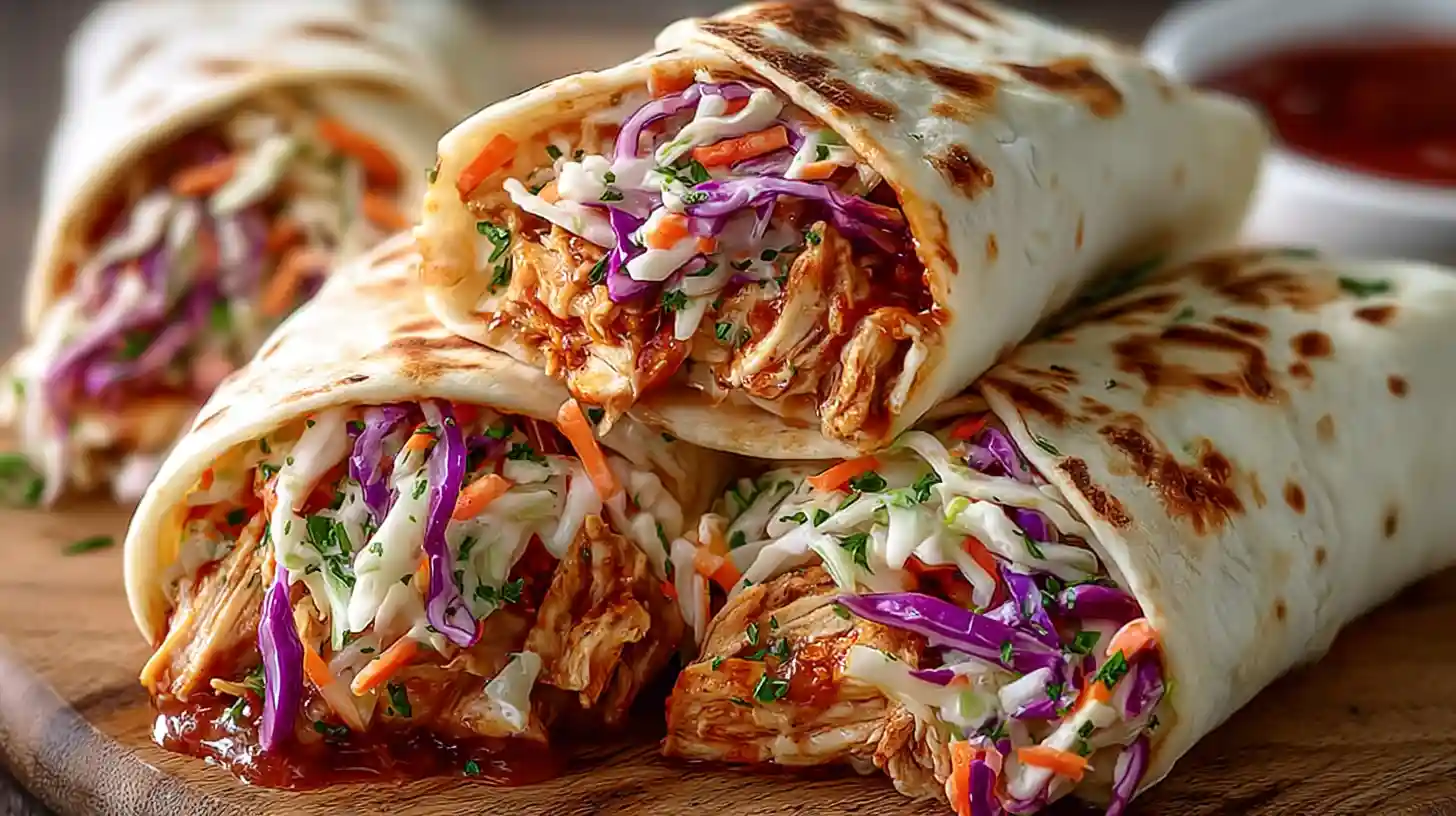 BBQ Chicken Coleslaw Wraps