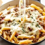 Cheesy Penne with Garlic Butter Ground Beef