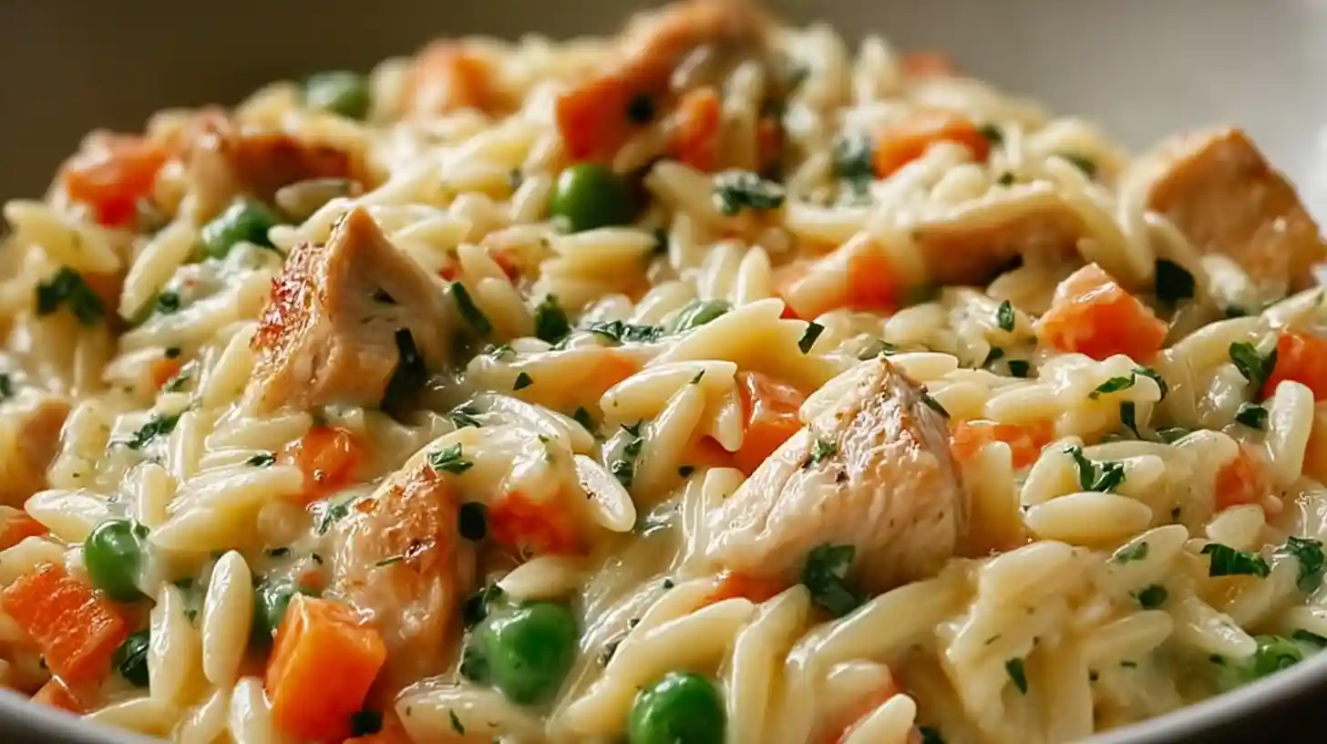 Cozy Chicken Pot Pie Orzo – Comfort Food Twist