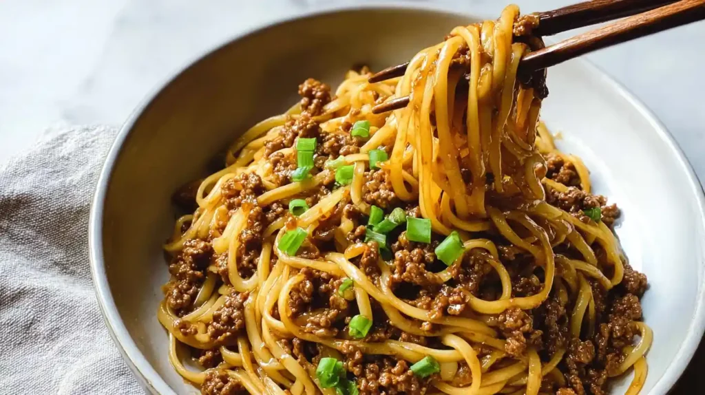 Mongolian Ground Beef Noodles