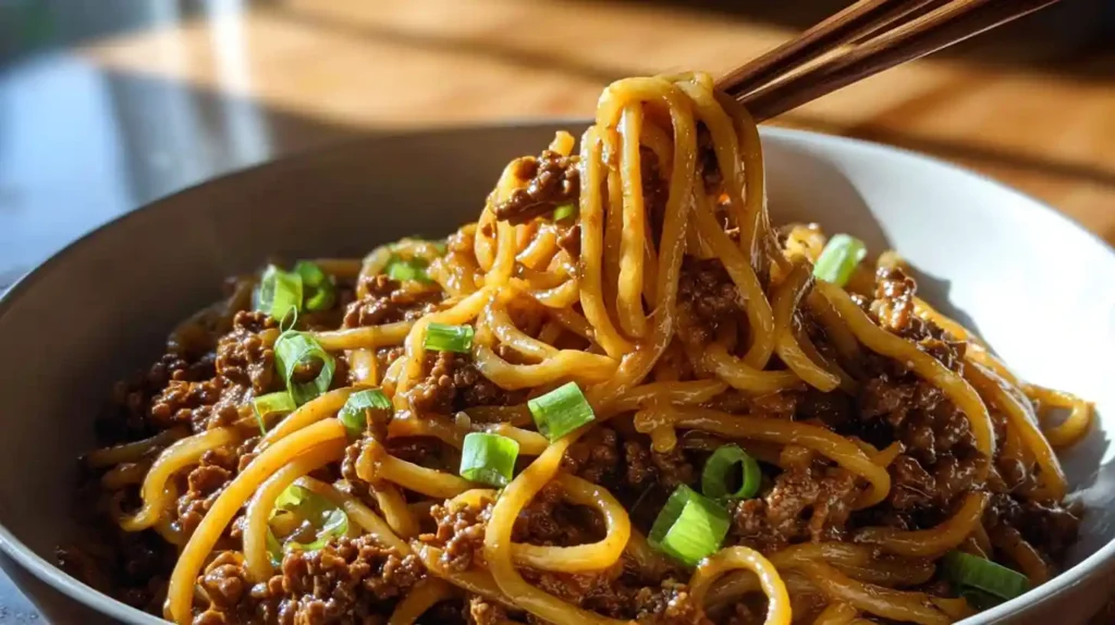 Mongolian Ground Beef Noodles