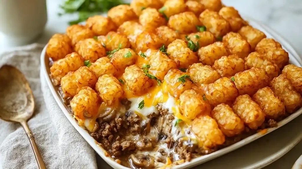 Tater Tot Casserole with Ground Beef