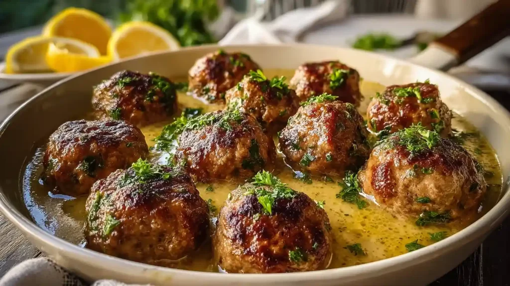 The Softest and Juiciest Greek Meatballs in Lemon Sauce