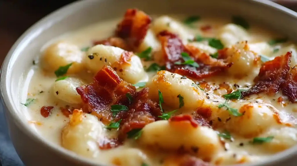 Bacon Cheddar Gnocchi Soup
