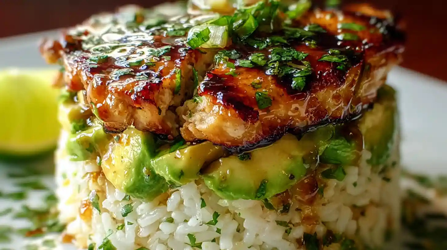 Honey Lime Chicken & Avocado Rice Stack