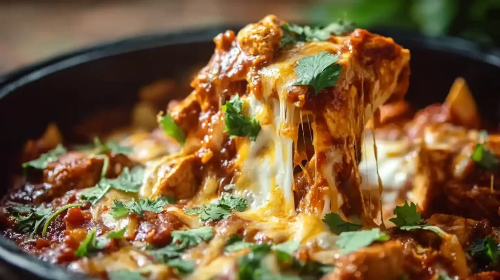 Crockpot Chicken Enchilada Casserole