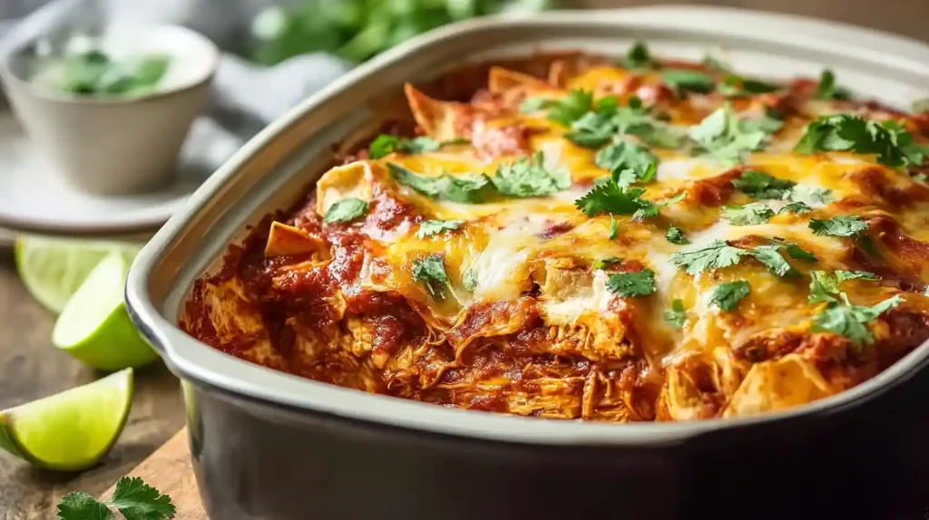 Crockpot Chicken Enchilada Casserole