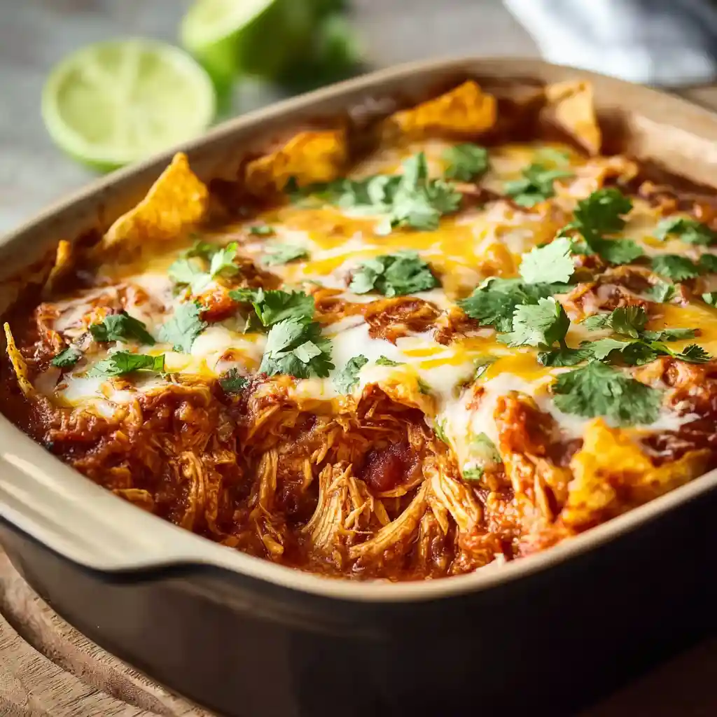 Crockpot Chicken Enchilada Casserole