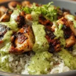 Peruvian Chicken And Rice with Green Sauce
