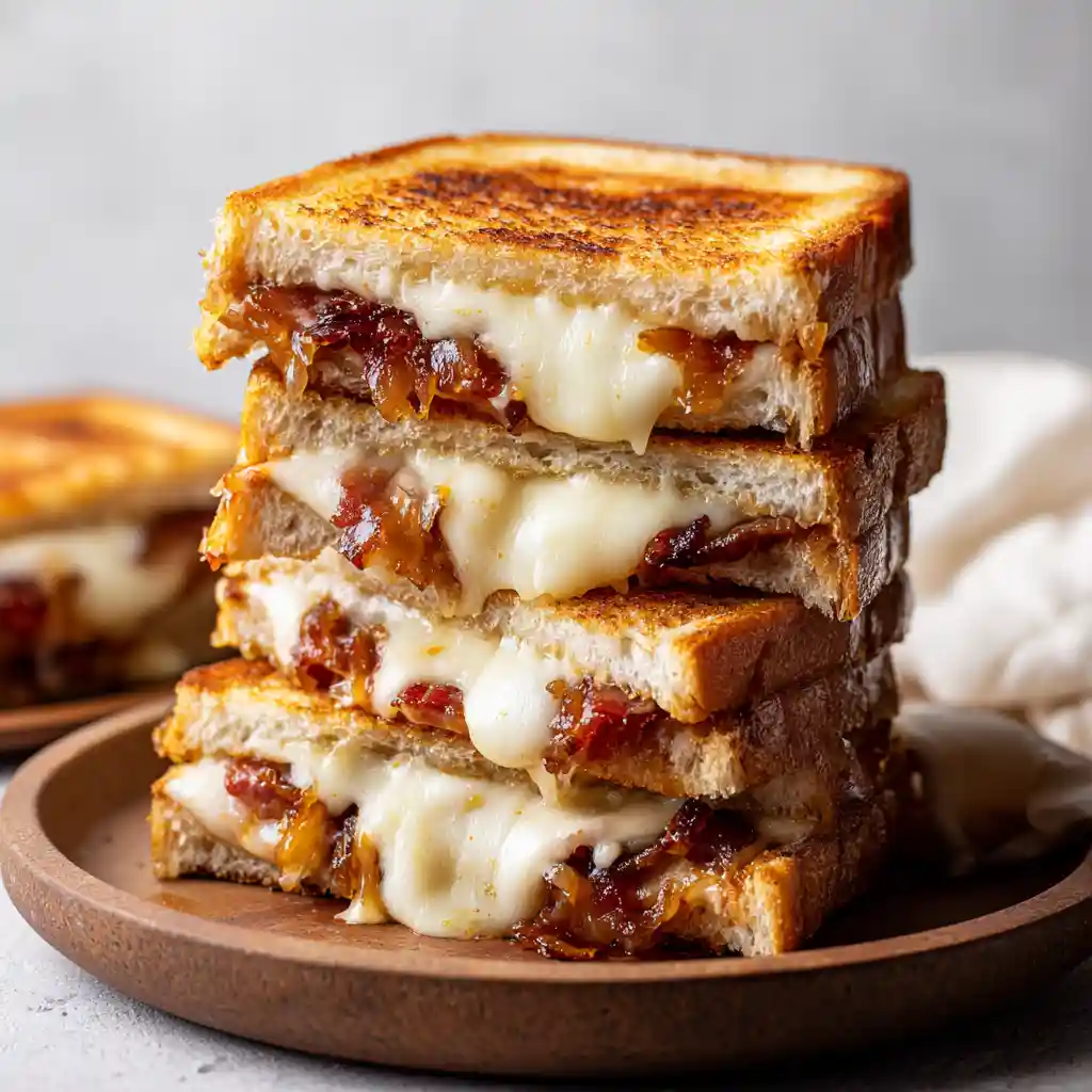 Bacon and Caramelized Onion Grilled Cheese Sandwiches