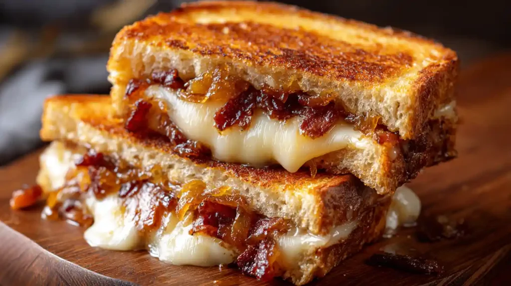 Bacon and Caramelized Onion Grilled Cheese Sandwiches